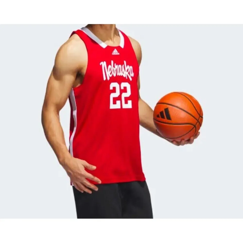 Adidas Nebraska Cornhuskers Swingman Basketball‎ Jersey Red HG8874 Men's Size M